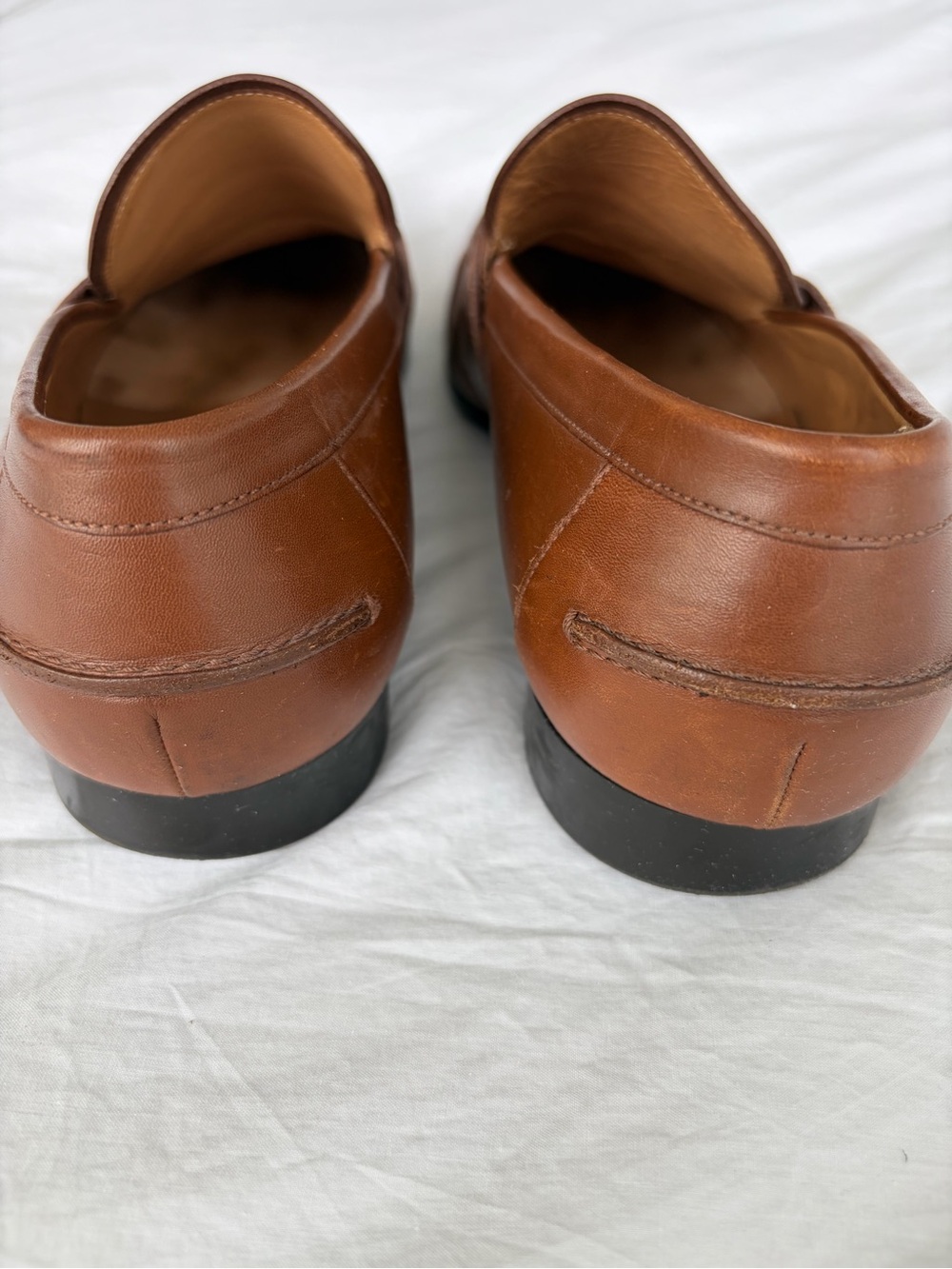 Gucci Brown Leather Slip-On Loafers with Red & Green Web Accent - Picture 7 of 9